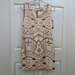Geometric Sequin Sleeveless Dress